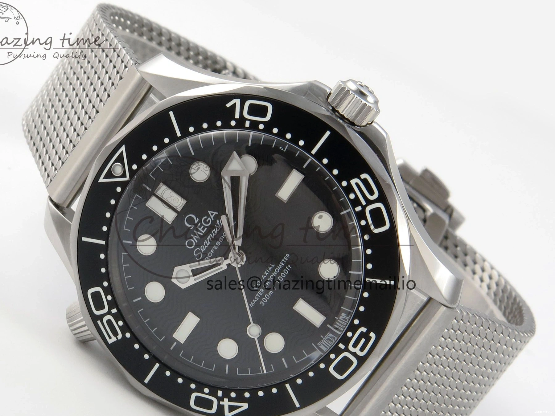 0225 Seamaster 300M 42mm SS VSF Best Edition Black Dial On Mesh Bracelet A Stretchable 7658
